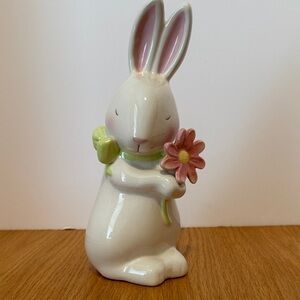 Grasslands Road White Bunny with Pink Flower and Green Scarf